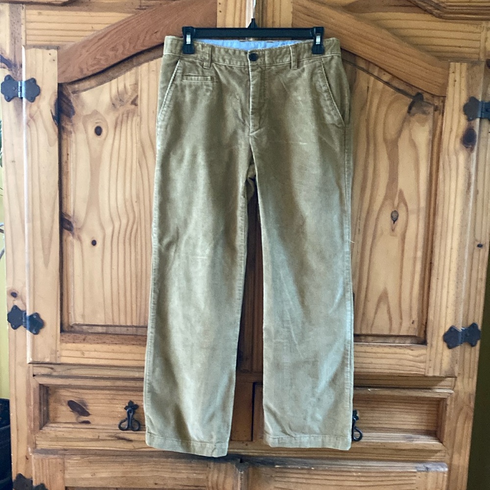 Boys Gap Kids tan brown flat front chino khakis corduroys pants size 12 Husky